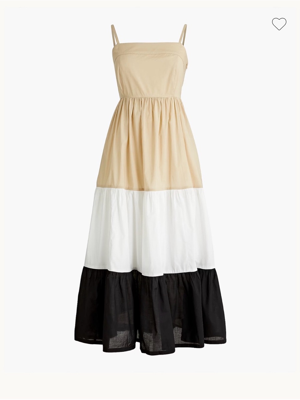 J. Crew square-neck tiered cotton dress featuring a neutral colorblock NWT 00